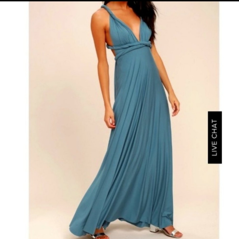 Lulus Infinity Adored Slate Blue Convertible Maxi